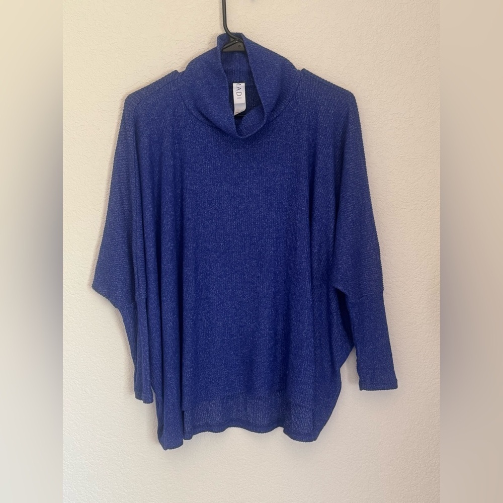 Amadi blue cowl neck pullover poncho size XS